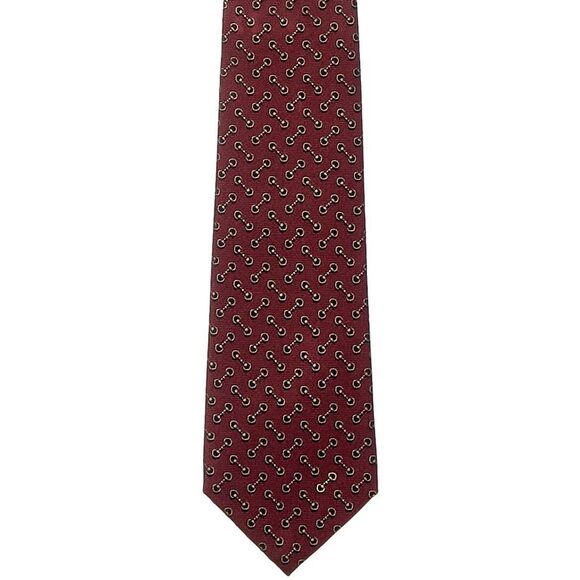 Gucci Horsebit Jacquard Silk Tie, Red - Picture 2 of 3